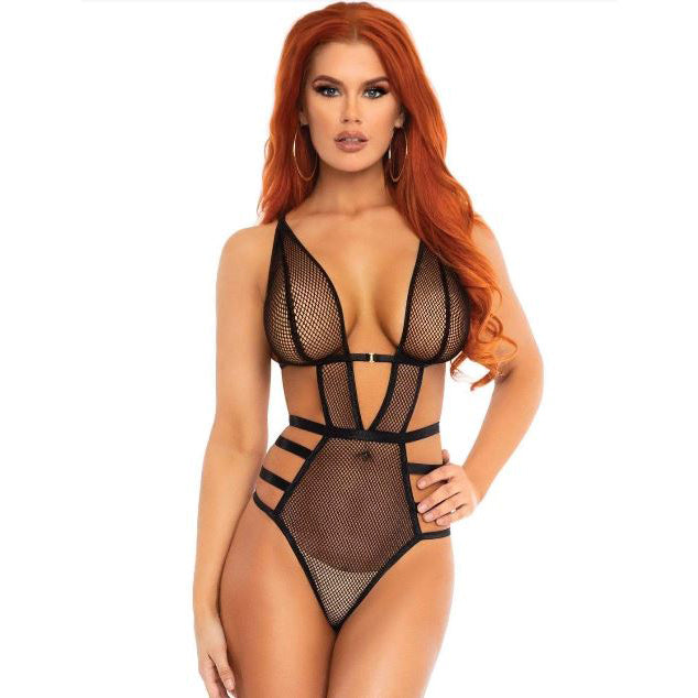 Leg Avenue Strappy Fishnet Thong Teddy