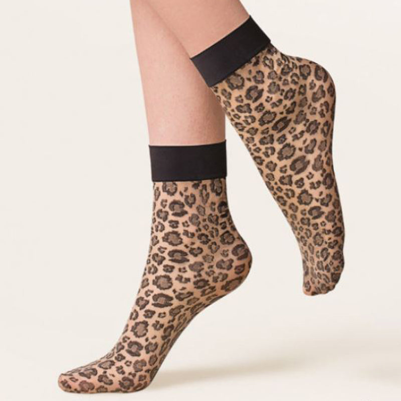 Gabriella Caty Sheer Leopard Print Ankle Socks - Leggsbeautiful