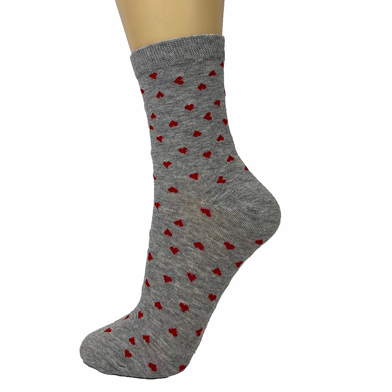 Cotton Blend Heart Print Ankle Socks