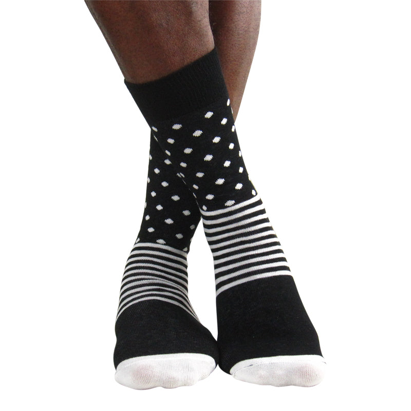 Luv Socks Men's Cotton Blend Stripes And Spot Ankle Socks - Leggsbeautiful