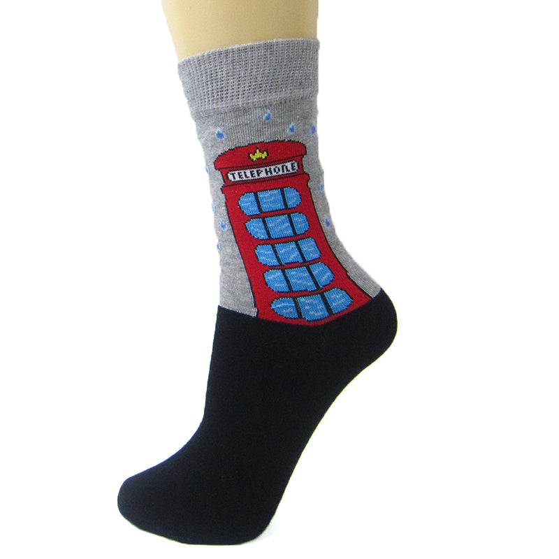 Cotton Blend London Phone Box Ankle socks - Leggsbeautiful