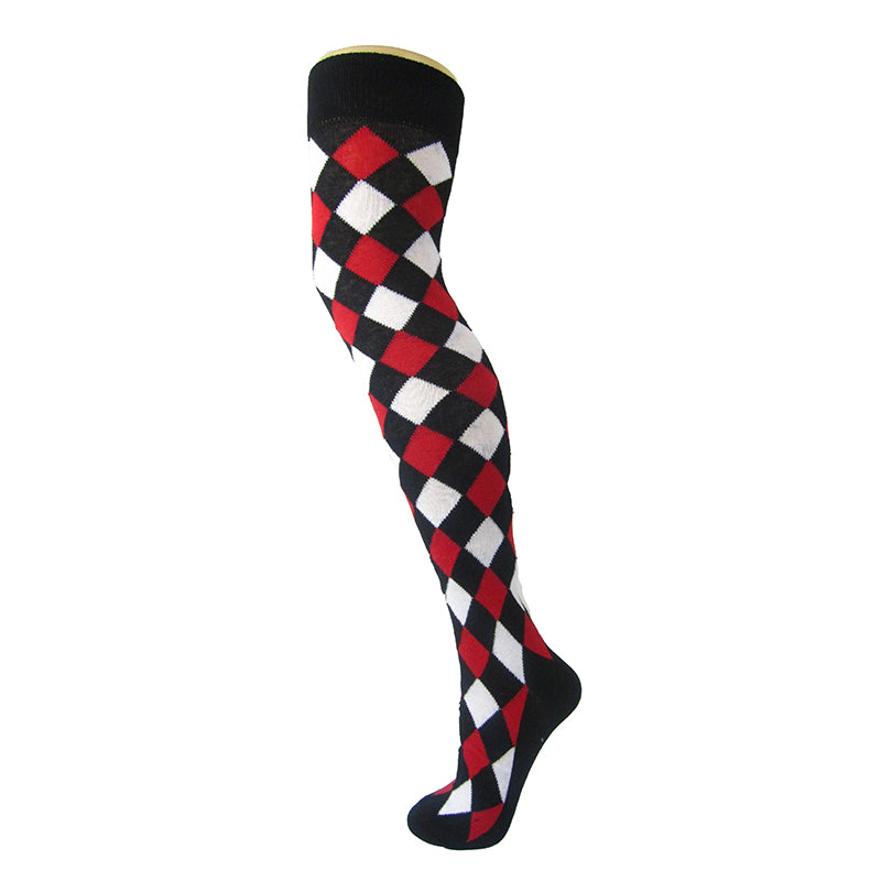 
                      
                        Cotton Blend Harlequin Diamond Over The Knee Socks - Leggsbeautiful
                      
                    