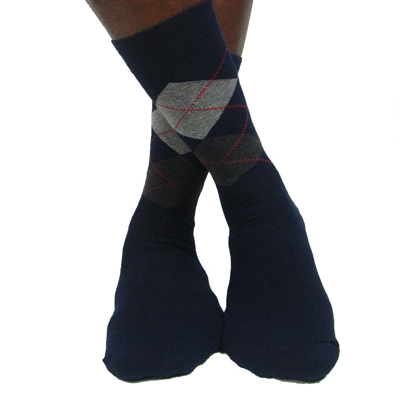 Men's Cotton Blend Dark Argyle Ankle Socks - Leggsbeautiful