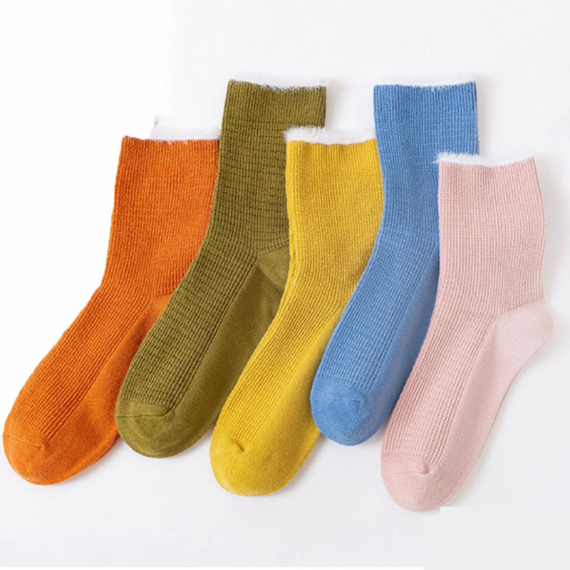 Cotton Blend Eyelash Trim Ankle Socks