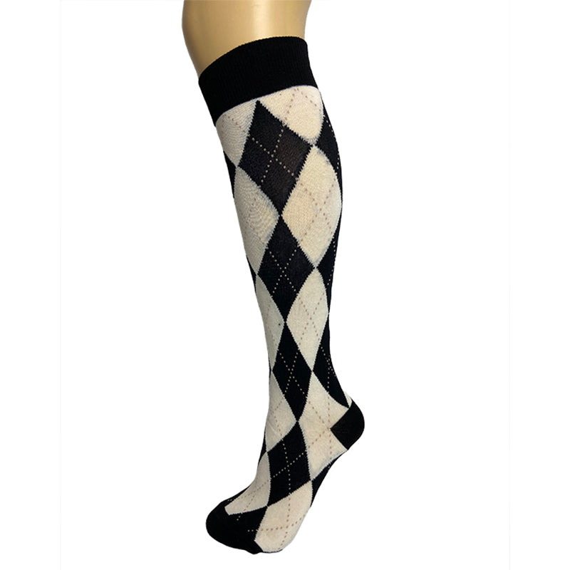 Aero Cotton Blend Argyle Knee High Socks