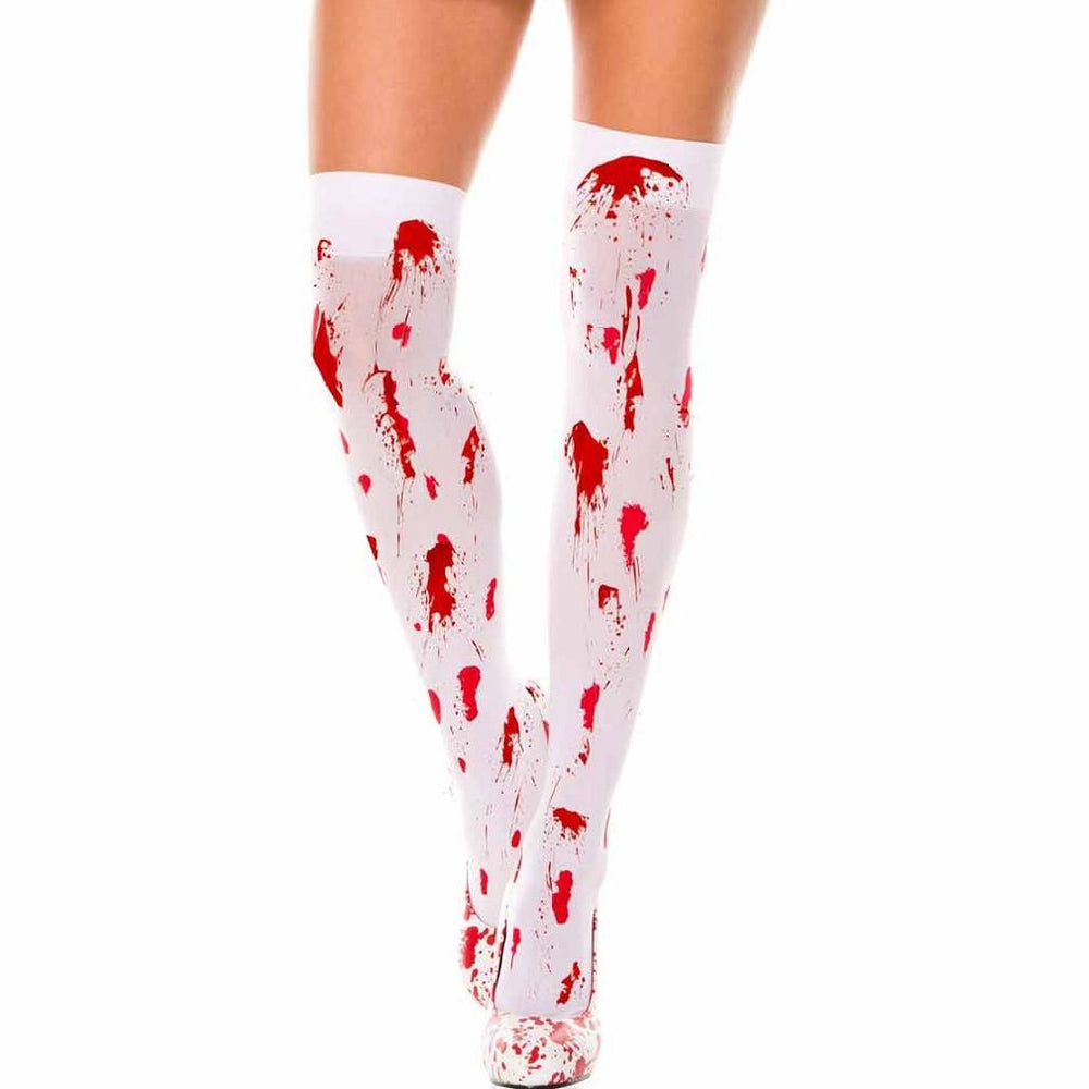 Music Legs Nylon Blood Stained Thigh Highs - Leggsbeautiful