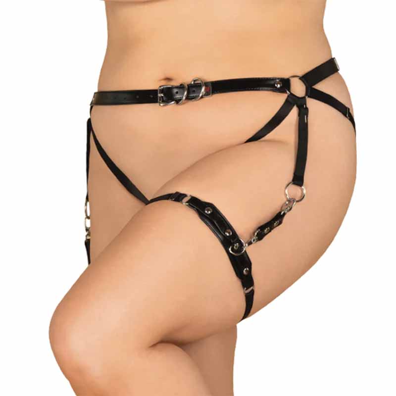 
                      
                        Obsessive Plus Size PU Crotchless Harness Brief
                      
                    