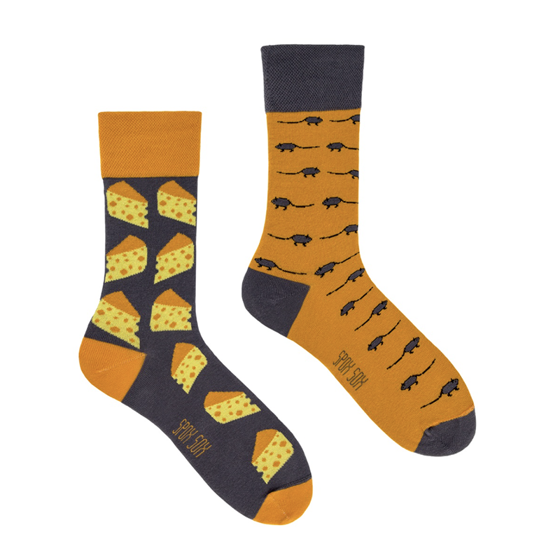 Spox Sox Cotton Blend Mismatch Mouse & Cheese Socks