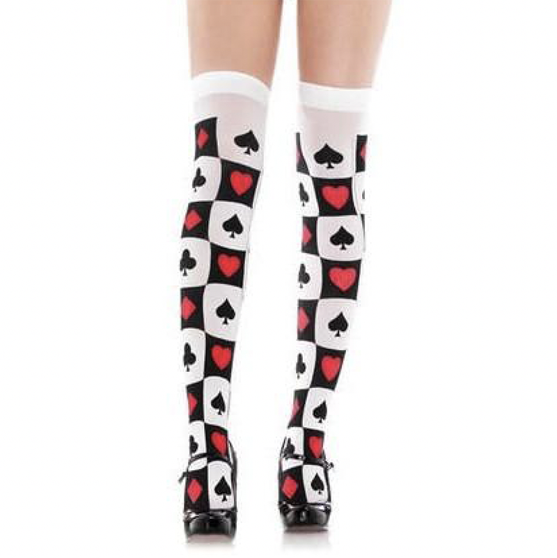 
                      
                        Nylon Playing Card Pattern Over The Knee Socks
                      
                    