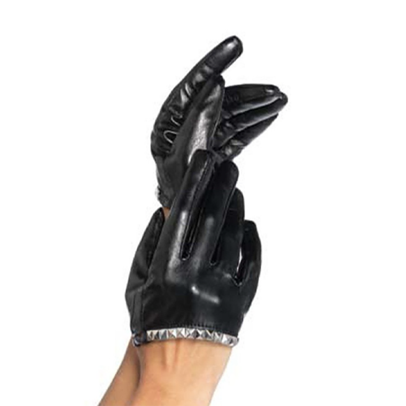 Leg Avenue Faux Leather Cropped Gloves With Studs