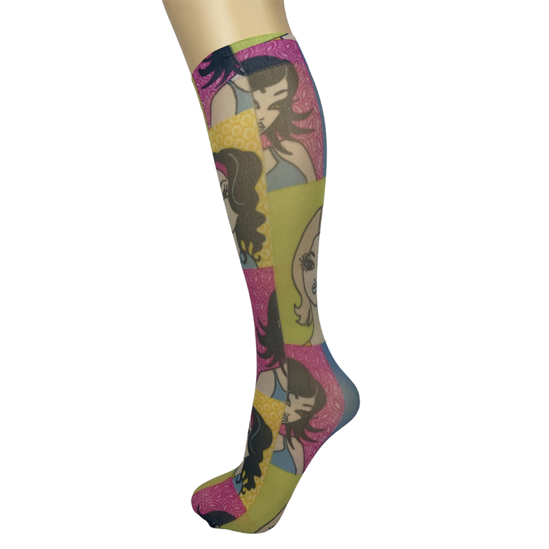 Nylon Cartoon Printed Knee High Socks