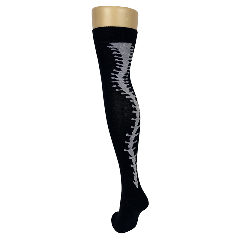 Cotton Blend Skeleton Spine Over The Knee Socks