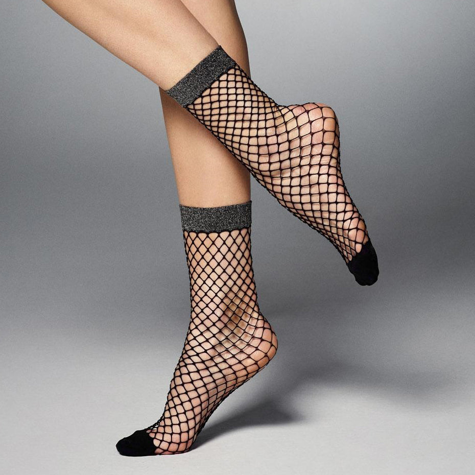 Veneziana Lurex Top Oversized Fishnet Ankle Socks