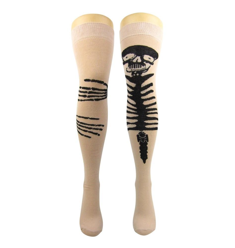 Cotton Blend Skeleton & Hand Bones Over The Knee Socks - Leggsbeautiful