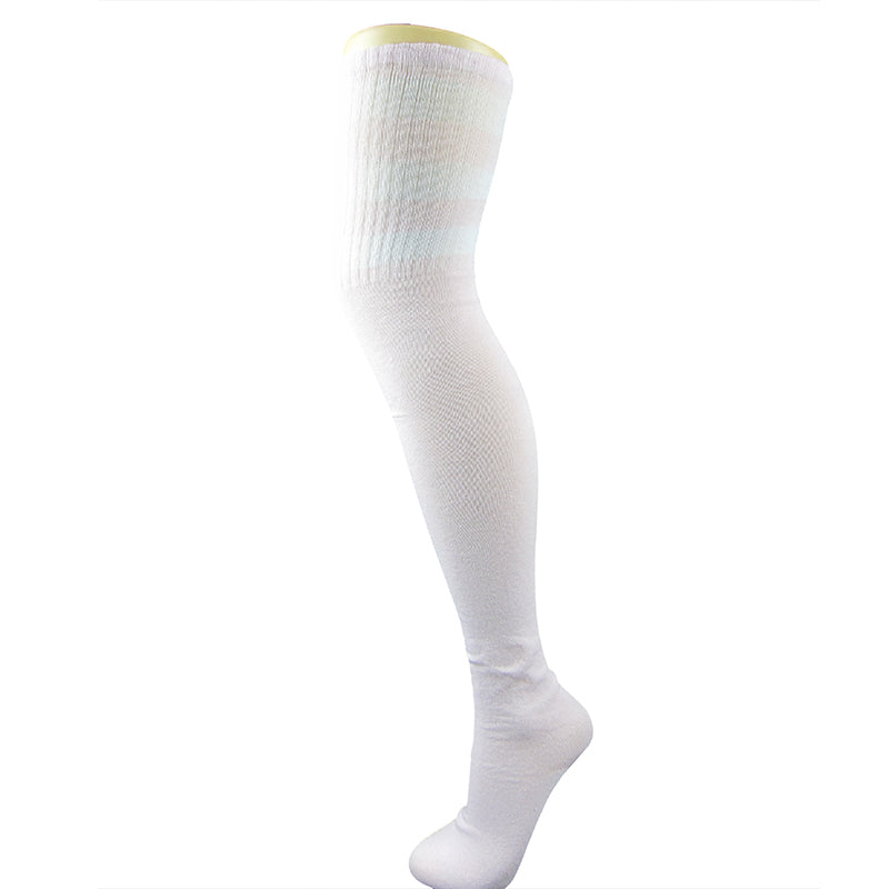 Cotton Blend Three Stripe Thigh High Socks-Leggsbeautiful – LEGGSBEAUTIFUL