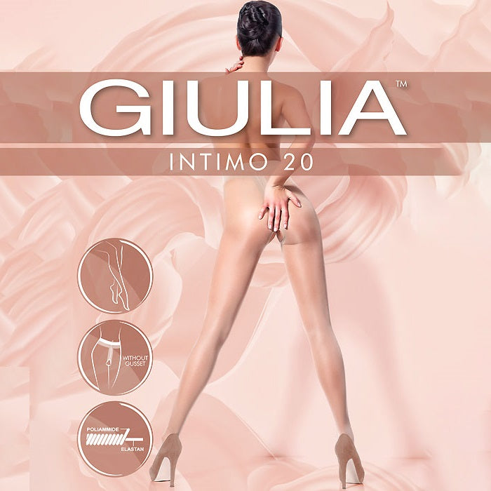 Giulia Intimo Plus 20 Denier Open Gusset - Sheer Crotchless Tights