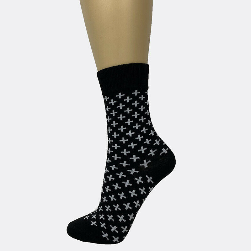 Cotton Blend Cross Pattern Ankle Socks