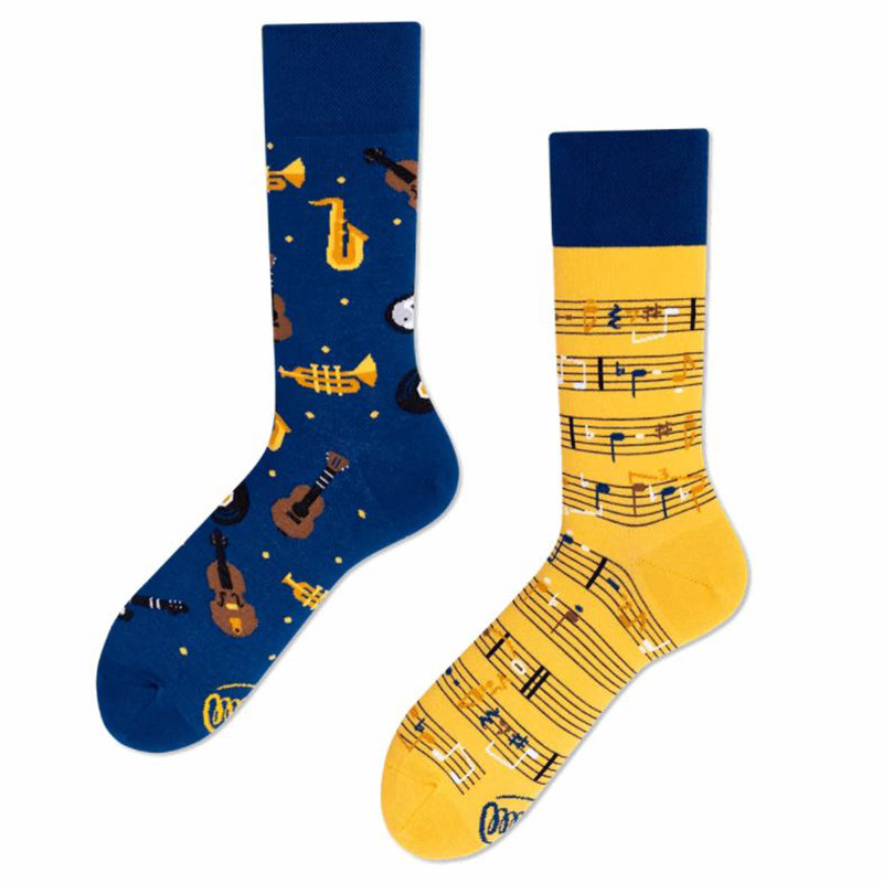 Many Mornings Cotton MisMatch Music Notes Unisex Socks