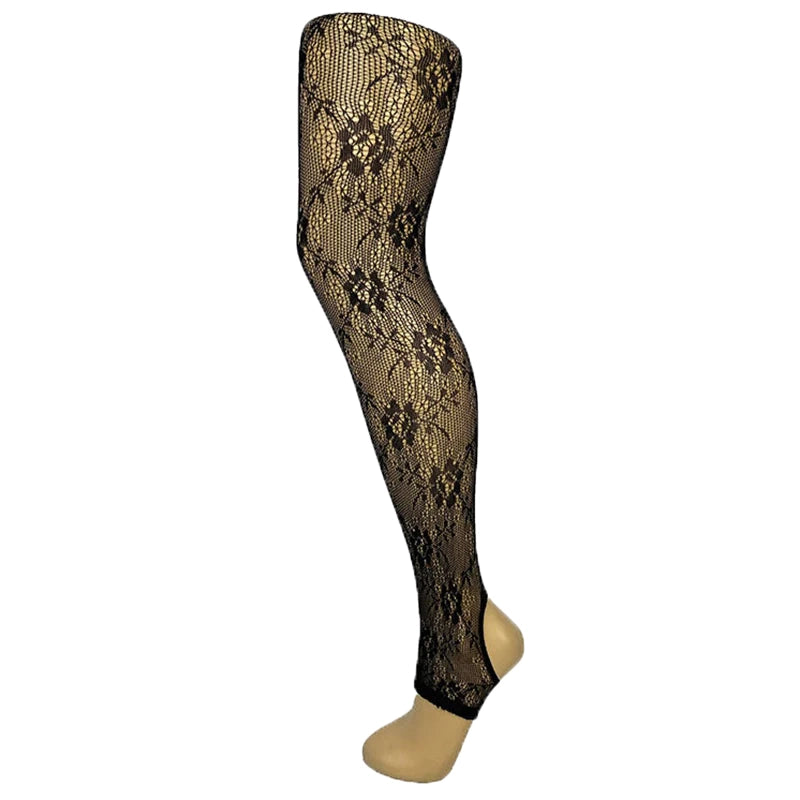 Floral Fishnet Stirrup Tights