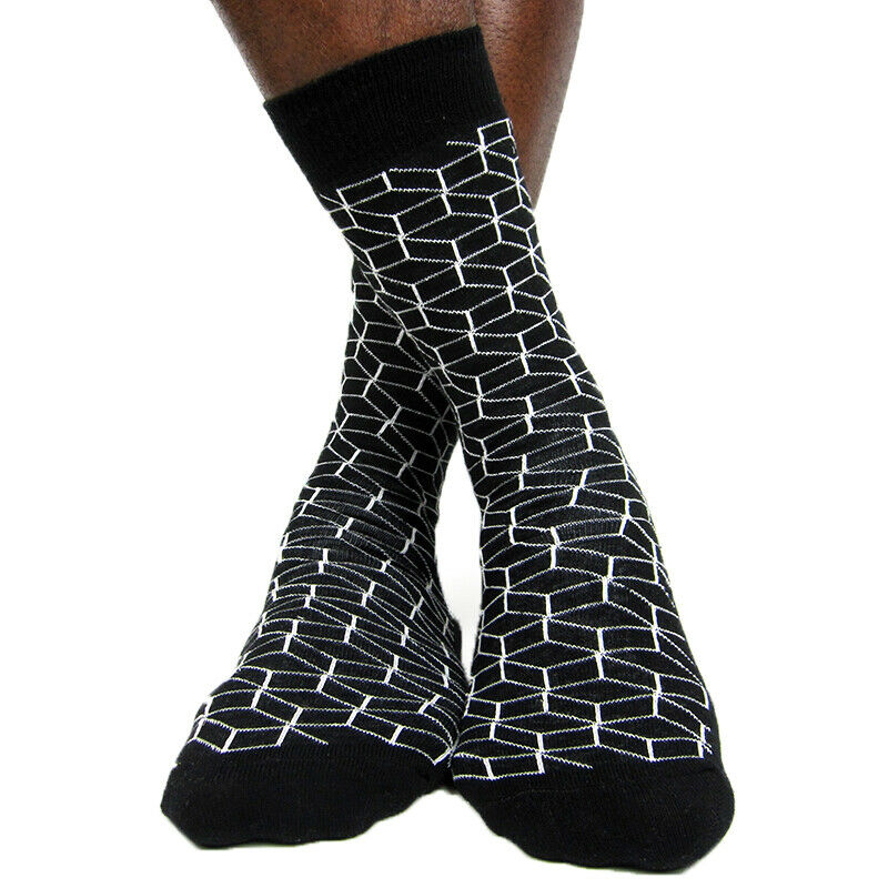 Luv Socks Men's Cotton Blend Optical Cube Ankle Socks - Leggsbeautiful