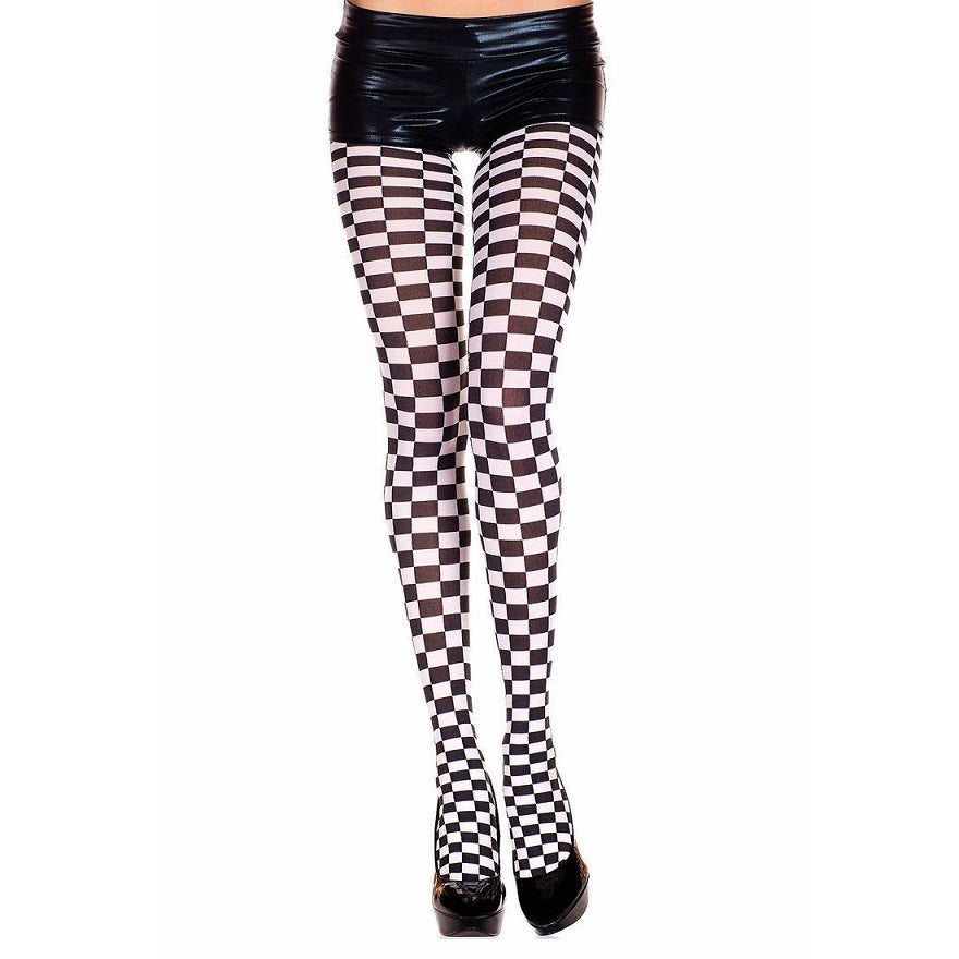 Music Legs Opaque Checker Tights - Leggsbeautiful