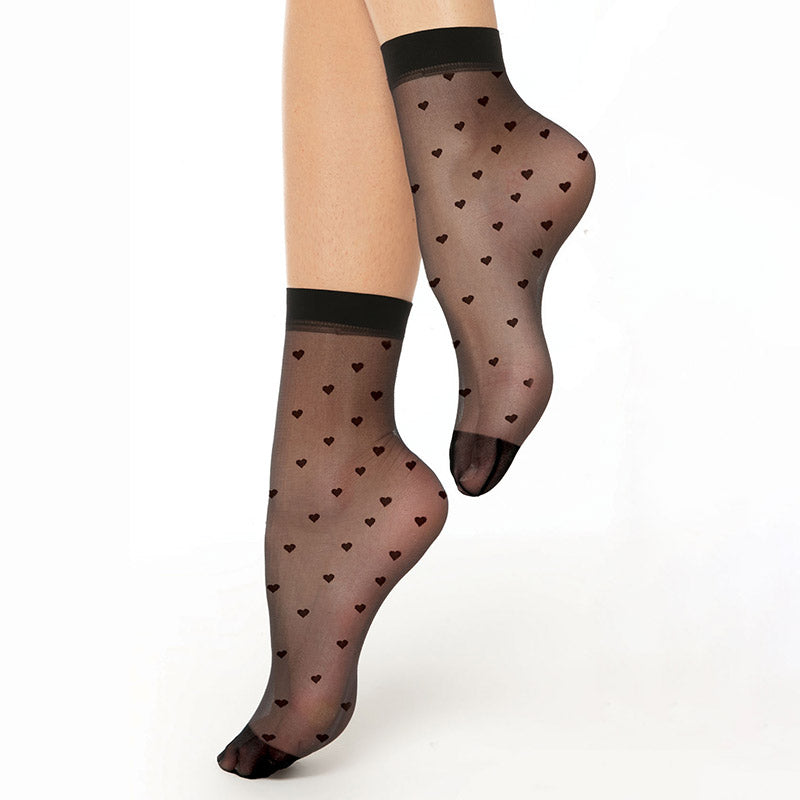 Gatta Sheer Heart Pattern Ankle Socks