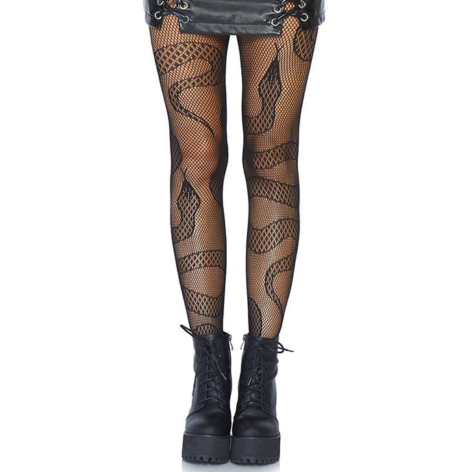 Leg Avenue Snake Net Tights In Black - Leggsbeautiful