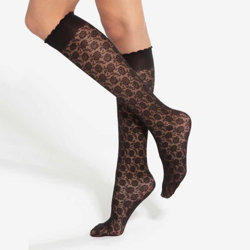 Gatta 20 Denier Floral Pattern Knee High Socks