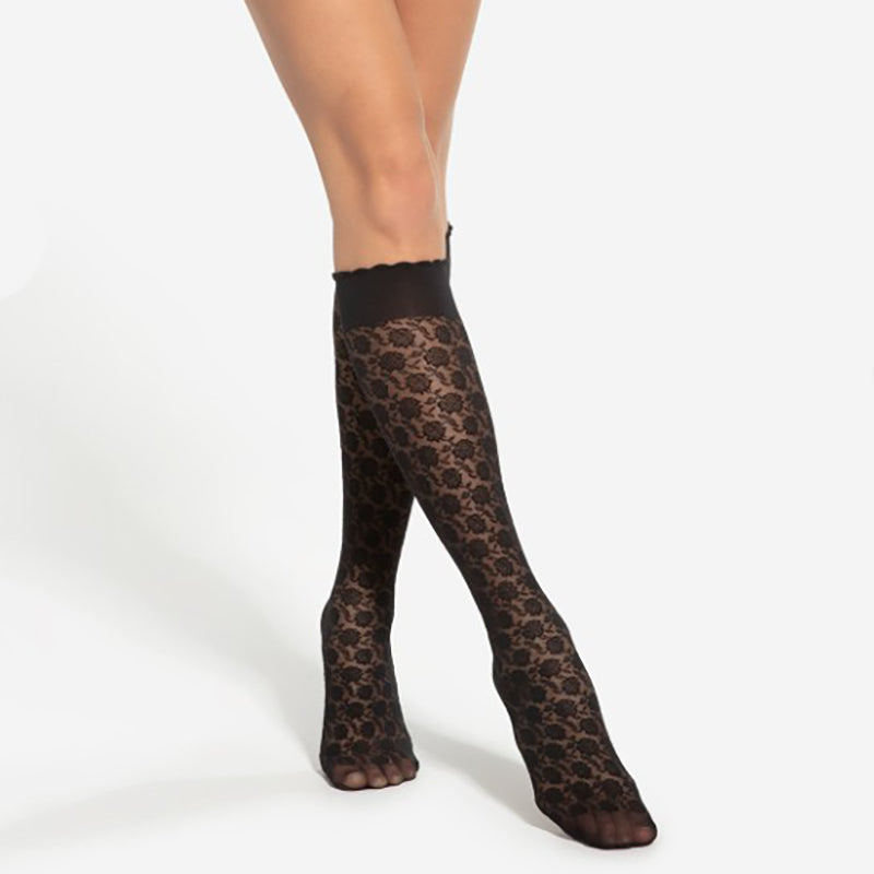 Gatta 20 Denier Floral Pattern Knee High Socks