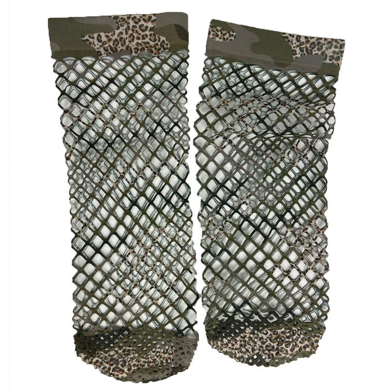 Pamela Mann Extra Large Net Camo & Leopard Print Ankle Socks