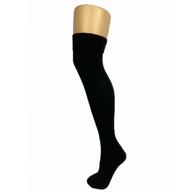 Steven Plain Cotton Knit Cuffed Over The Knee Boot Socks